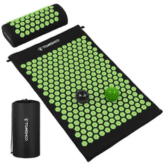 Acupressure Mat and Pillow with 2pcs Massage Balls - Pain Relief Therapy Muscle Back Neck with Travel Bag for Men and Women