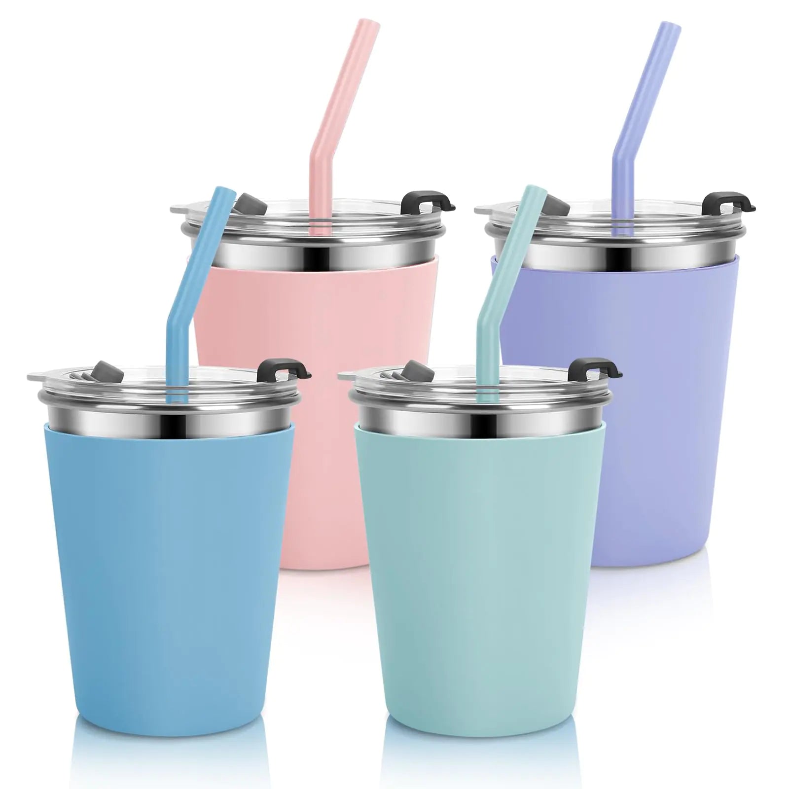 Vermida Kids Cups with Straws and Lids - 10oz Spill free