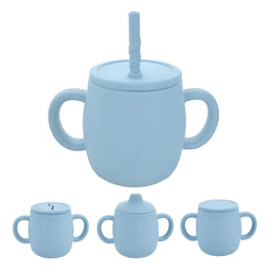 Silicone Training Sippy Cups for Baby 6+ Months - BPA Free - Easy to Clean - 8oz (Blue)