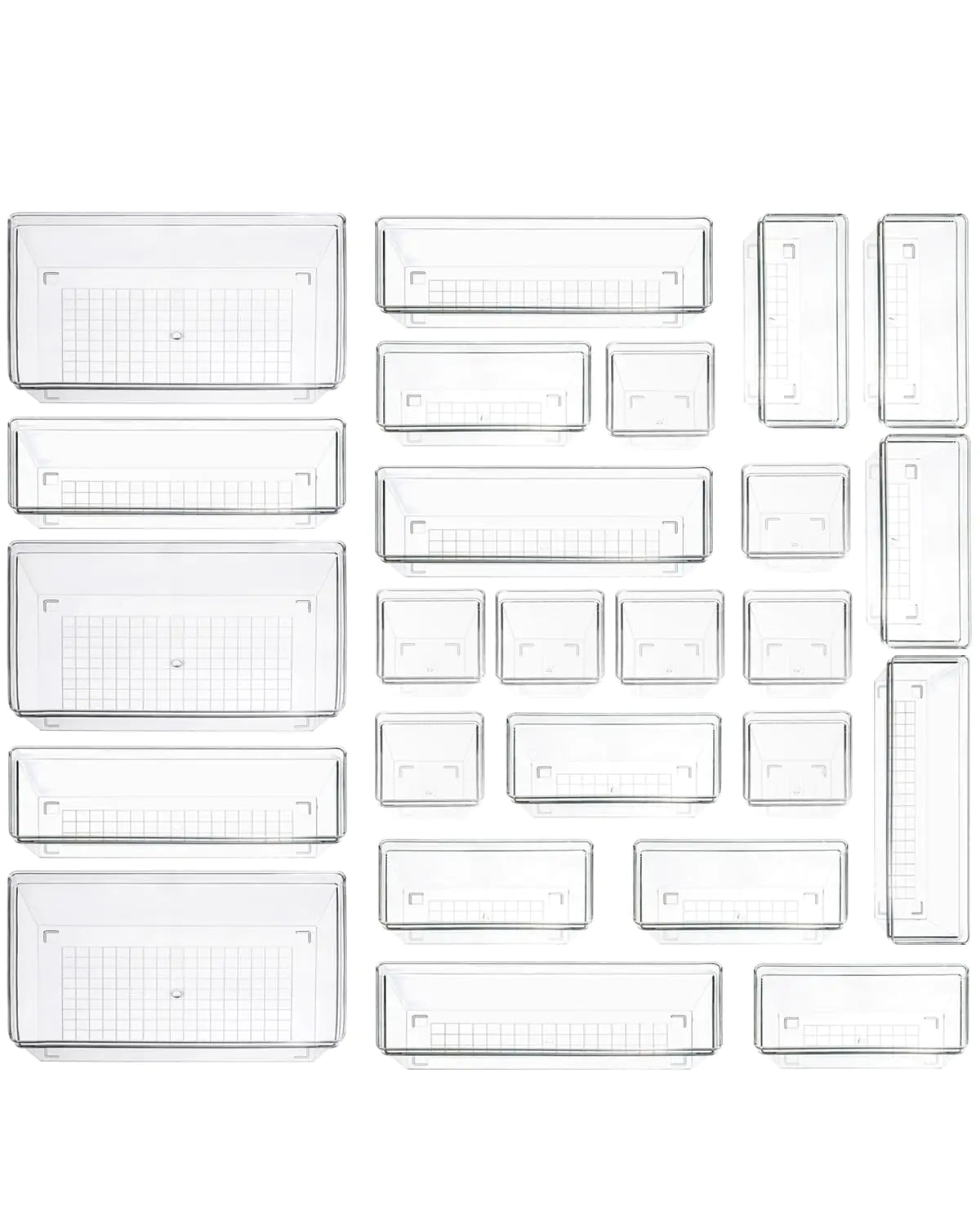 Clear Plastic Drawer Organizer Storage - 25 Pcs