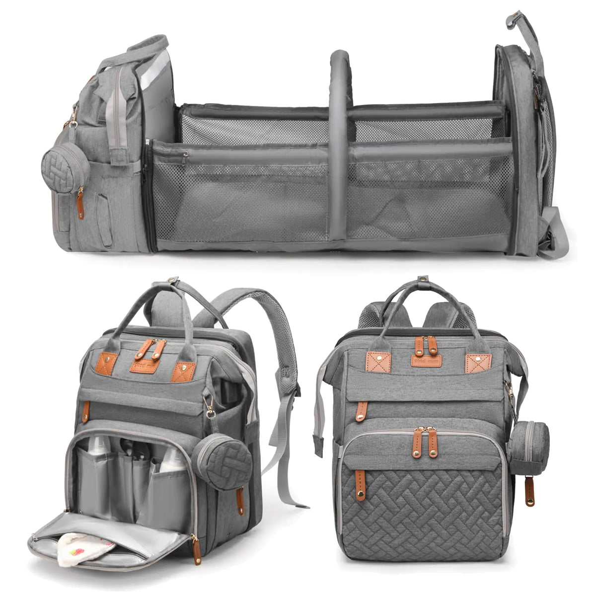 Baby Diaper Bags with Changing Station Waterproof Large Capacity - USB Charging Port and Stroller Straps