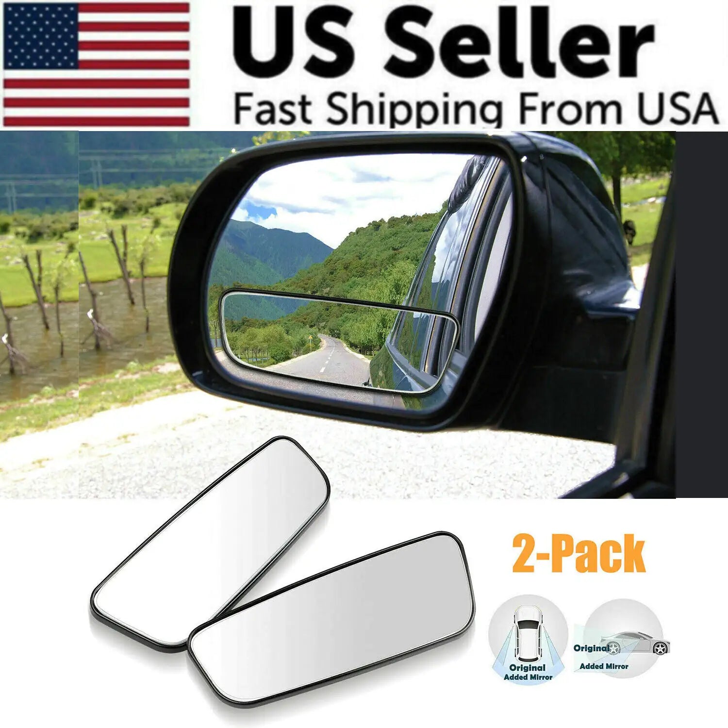 Blind Spot Mirror 360° Wide Angle Pair for Vehicles