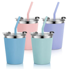 Vermida Kids Cups with Straws and Lids - 10oz Spill free