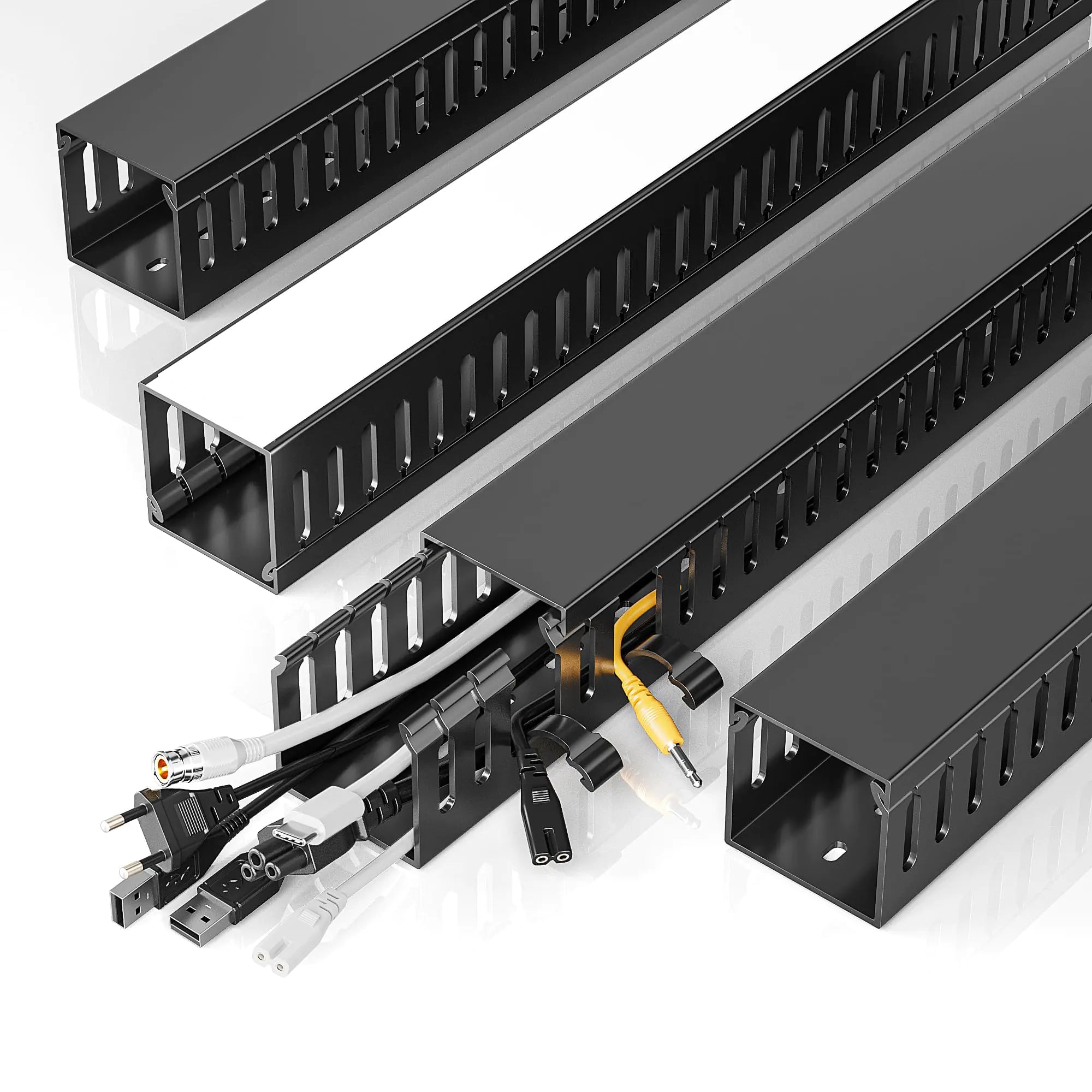 4x15.7 in Under Desk Cable Management - Desk Organizers and Accessories Cord Organizer Black